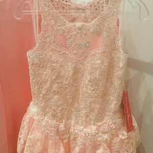 Elegant Pink Lace Kids Dress